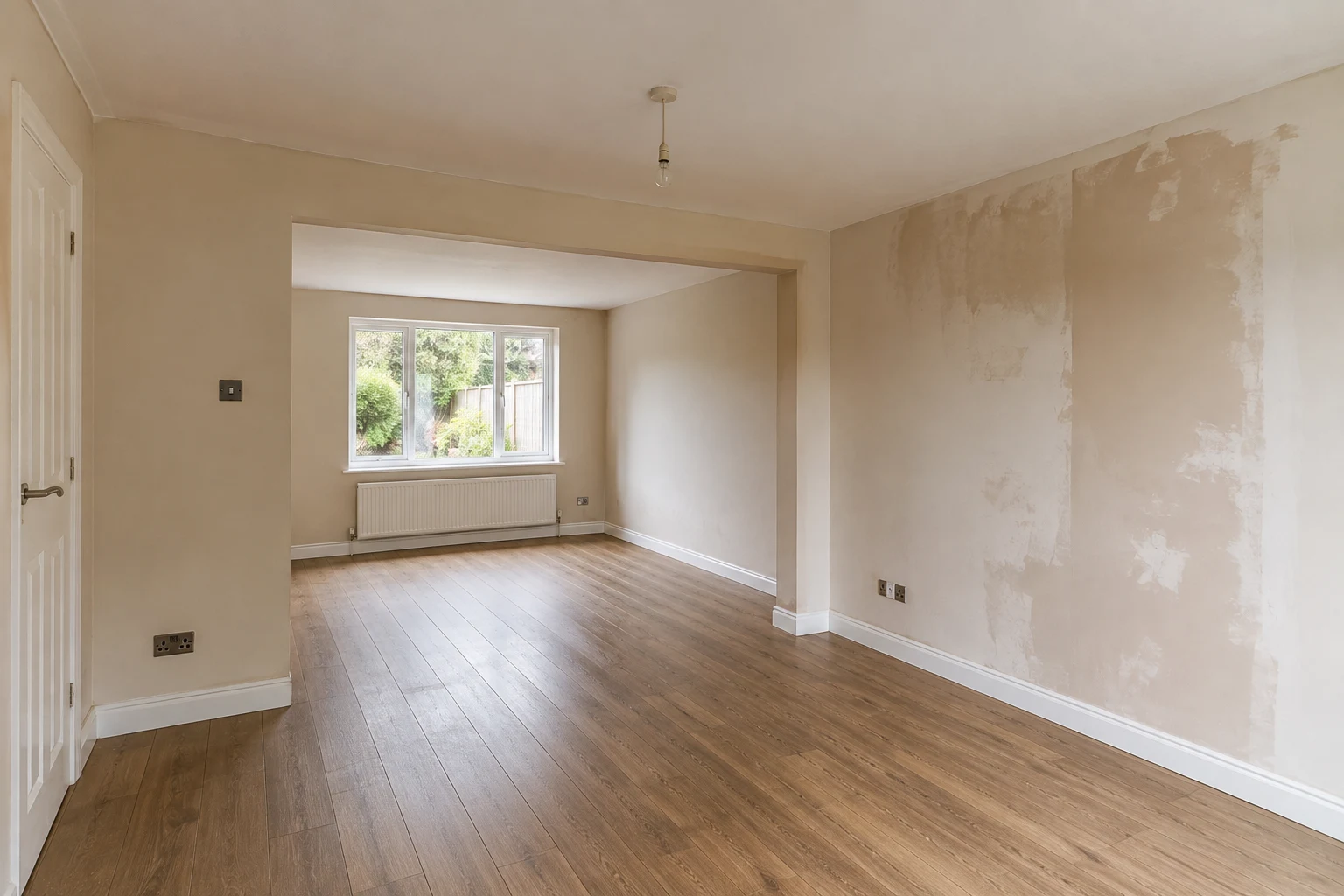Living room space before painting and interior decoration